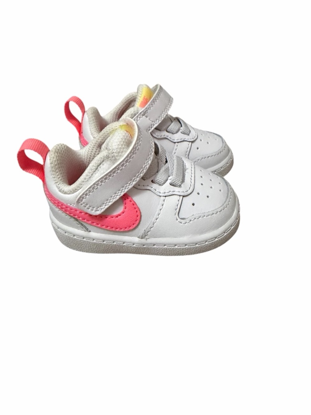 Nike Court Borough Low 2 White Sneakers with Pink Swoosh Size 2c